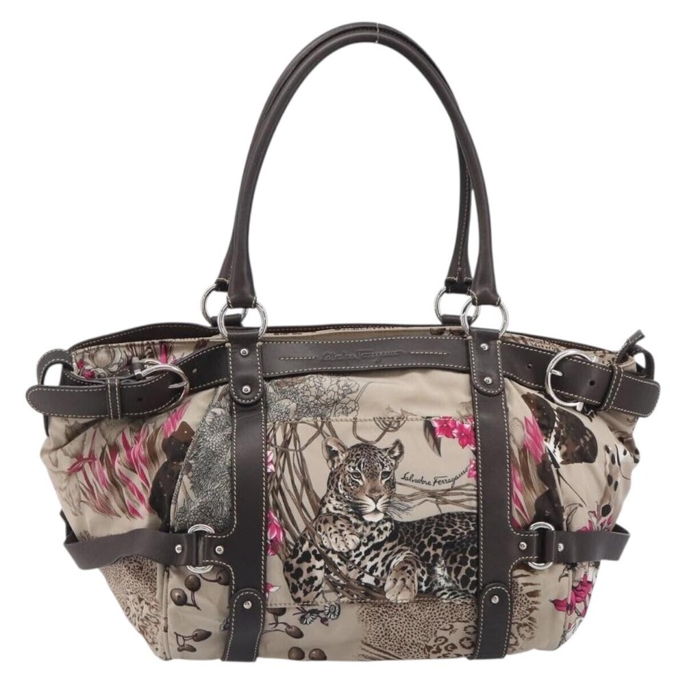 Salvatore Ferragamo Convertible Belted Boston Fiera Printed Nylon with Leather M